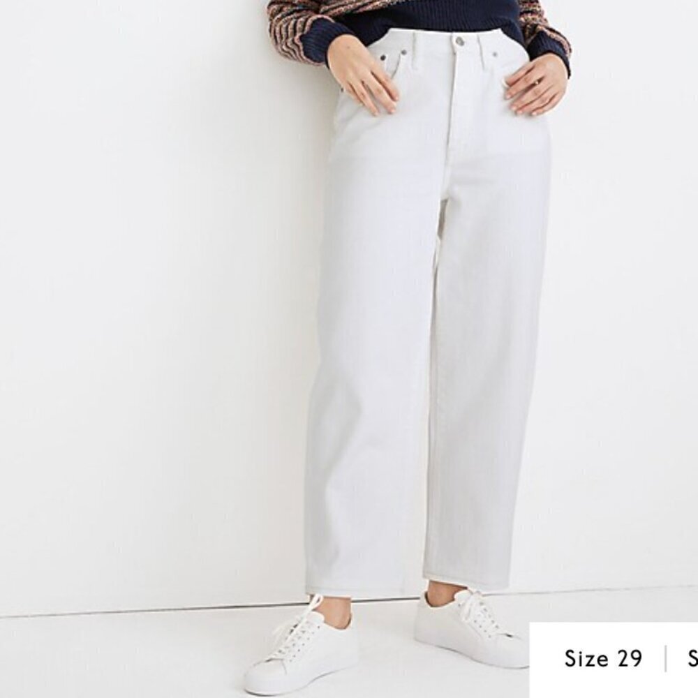 Madewell Womens White Balloon‎ Jeans Size 29 Wide Leg Taper Tile Button Fly